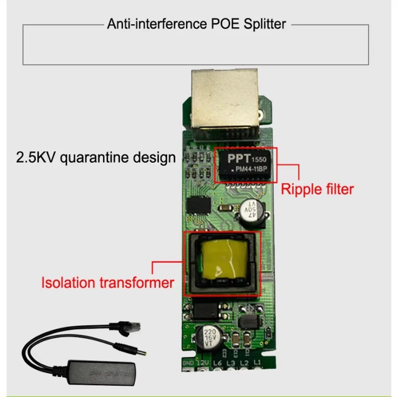 ESCAM 48 V に 12 V PoE スプリッタ抗干渉 15 ワット POE アダプタケーブル電源モジュール DC5.5*2.1 ミリメートルコネクタ IP カメラ
