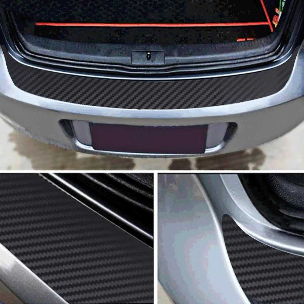 Adesivo universal para placa de proteção de porta-malas traseiro, guarnição para para-choque traseiro de carro, anti-chute, proteção contra arranhões, tira 3d, filme de fibra de carbono