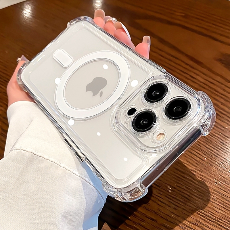Luxus kabellose Ladung magsafe transparente Hülle für iPhone 16 15 14 plus 13 12 11 Pro Max magnetische stoß feste weiche Stoßstangen abdeckung