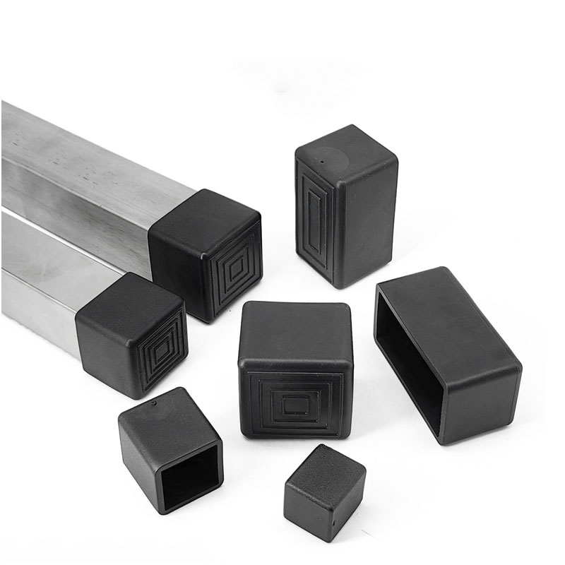 Square Black PVC Soft Rubber Pipe Sleeve Tube Cap Rectangle Table chair foot pad furniture protective foot cover