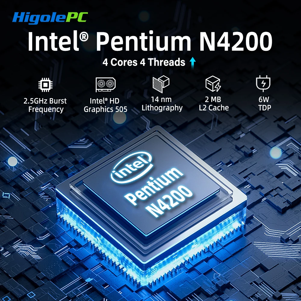Higole F6APL 10.1'' Fanless Mini PC Intel N4200 Windows 10 WiFi5 4GB 64GB 2340mAh 4K RS-232 RJ45 Laptop Desktop PC Mini Computer