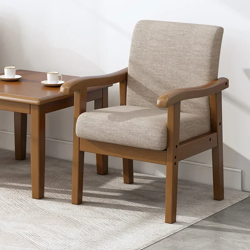 The product can be customized. Solid wood back chair, armrest comfortable seat for the elderly, single sofa chair