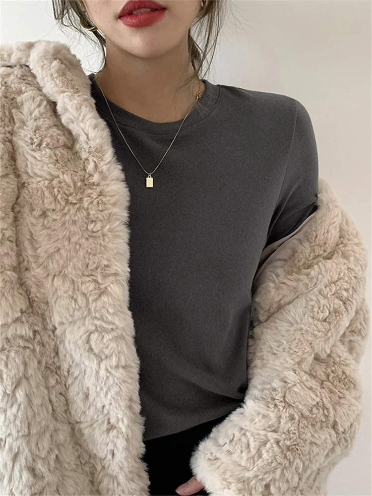 Suéter de invierno para mujer, camiseta de gran tamaño para mujer, ropa para mujer, camisetas para mujer, jersey de manga larga, camiseta de punto de tubo, Top