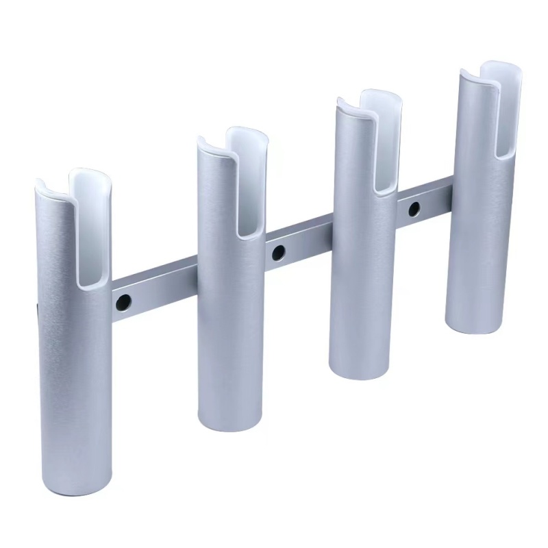 Suporte de vara de pesca de alumínio com 4 tubos, suporte de parede para vara de pesca, 4 links, suporte lateral para barcos