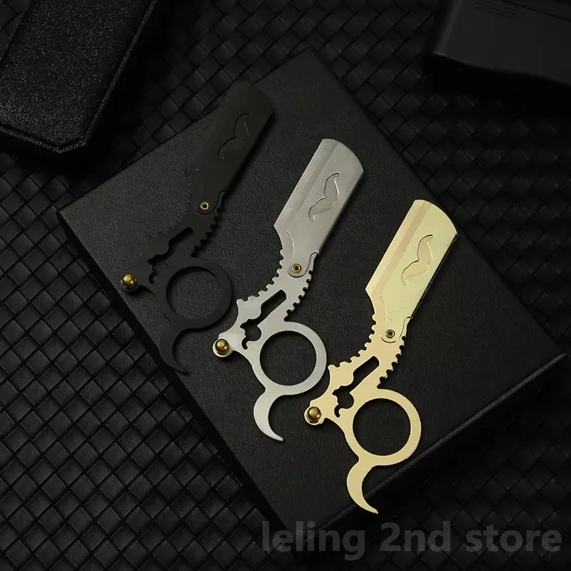 navaja de barbería Cuchilla de afeitar afilada de acero inoxidable para peluquero, herramienta de afeitar recta, Afeitadora Manual, regalo profesional de borde recto