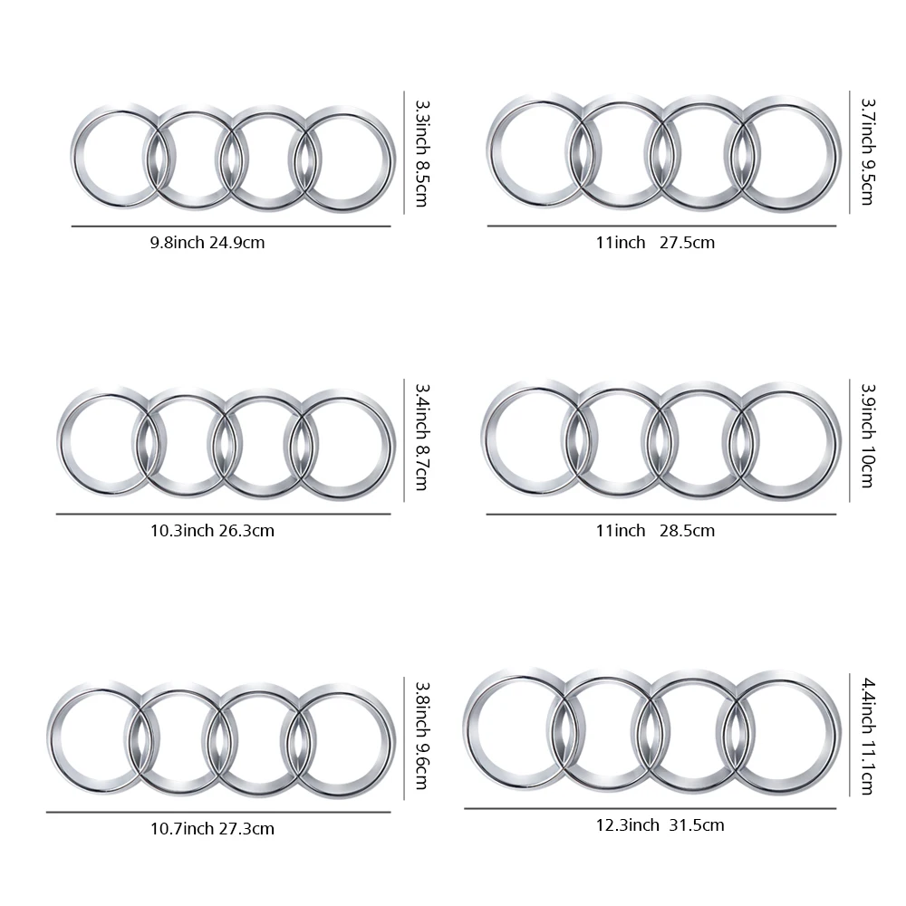 4Ring 3D ABS Badge Car Hood Front Grille Rear Trunk Emblem For AUDI Q3 Q5 Sportback A4 A3 A5 A6L A7 A4L Q2L Q7 Q8 S5 S6 S7 R8 S4