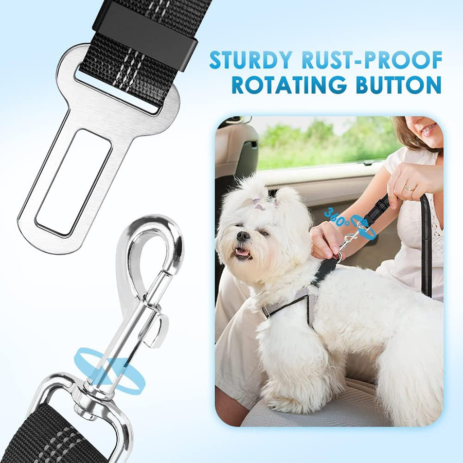 Cuerda para cinturón de seguridad de coche para mascotas, anillo circular, cinturón reflectante elástico retráctil para coche de perro, cuerda de remolque para perros