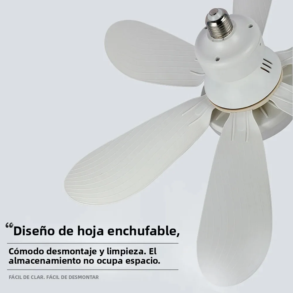 Ventilador de techo con Base E27 para el hogar, luces nocturnas LED de 30W, 3 modos de iluminación ajustables, Control remoto, ventilador de techo de alta energía eólica