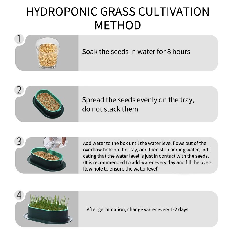 ใหม่สัตว์เลี้ยงแมว Sprout จานปลูกหม้อพืช Hydroponic แมวหญ้าการงอกการย่อยอาหาร Starter จานเรือนกระจก Grow กล่อง