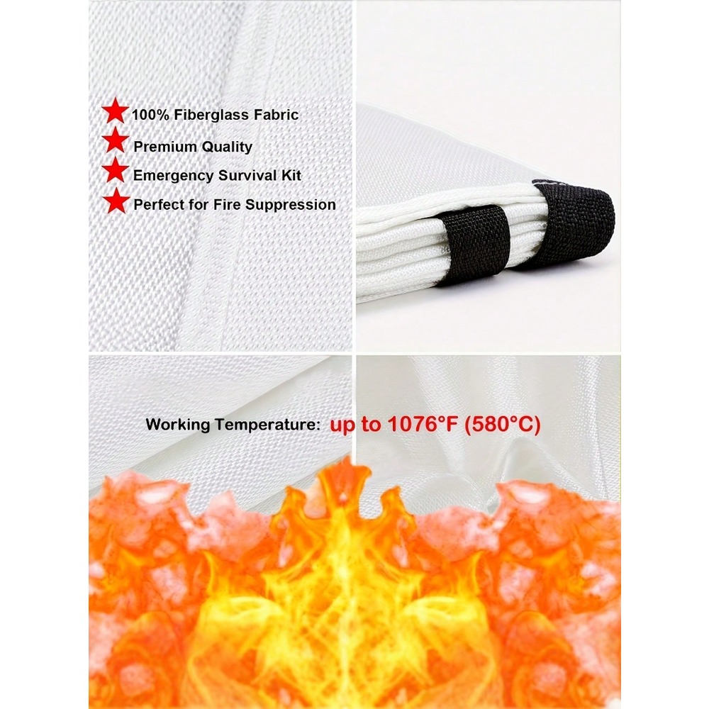 Fire Blanket 39.37 X 39.37 Inches Emergency Flame Retardant Blanket Fiberglass Fire Blanket for Kitchen Fireplace Grill