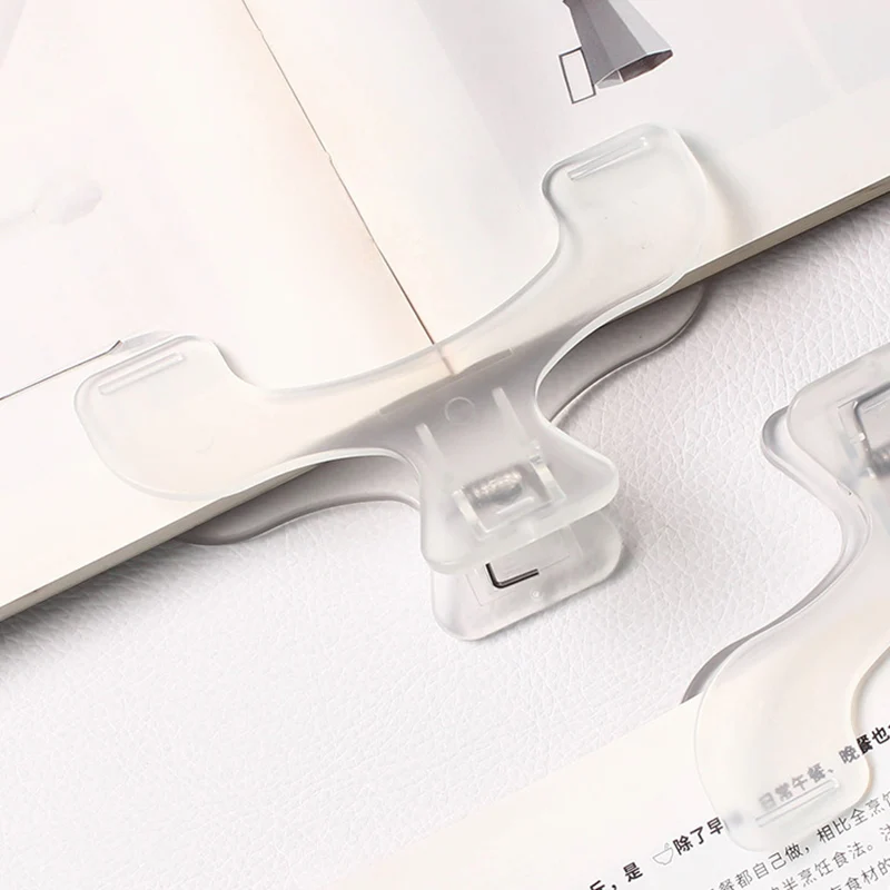 Clip de plástico acrílico transparente para libros, ayuda de lectura sencilla, soporte fijo para libros, práctico soporte para notas con diseño de nicho