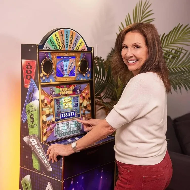 Tools.Wheel of Fortune Casinocade Deluxe Arcade Game 5 Foot Tall Stand Up Cabinet with 8 Inch Dual LCD Screens, Electronic G