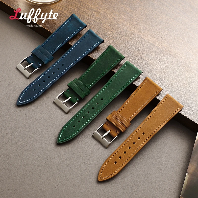 クイックリリース革時計ストラップ 18 ミリメートル 19 ミリメートル 20 ミリメートル 21 ミリメートル 22 ミリメートルユニバーサル時計ベルトファッション黒青茶色時計バンドアクセサリー