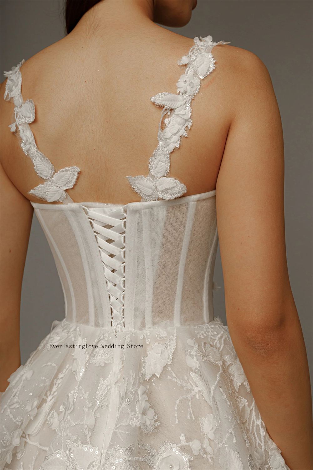 Beautiful Two Straps Sweethat Full 3d Flower Lace Appllque Short/Mini Wedding Dresses Custom Made Bridal Grown Vestido De Noival