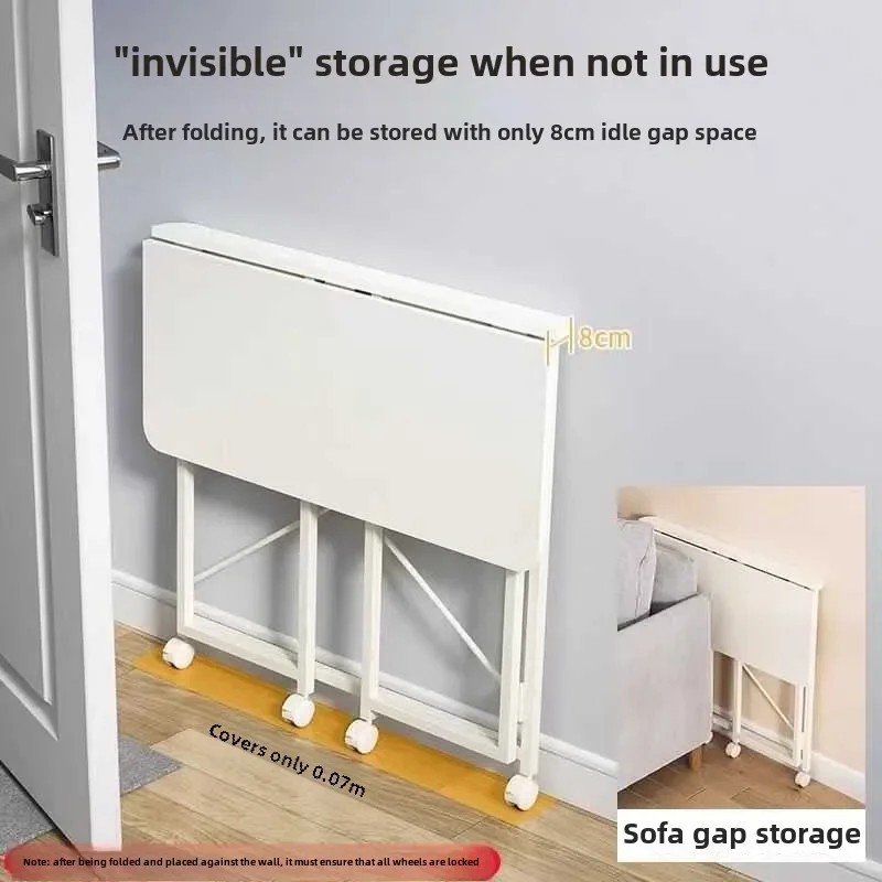 Home Foldable Table Small Portable Version No Installation Table Foldable and Movable Rectangular Space Saving Version