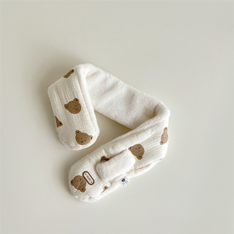Sciarpe per bambini invernali con orso caldo orso in pile per bambini scaldacollo croce sciarpe per bambini per ragazze ragazzi accessori per bambini 1-6 anni