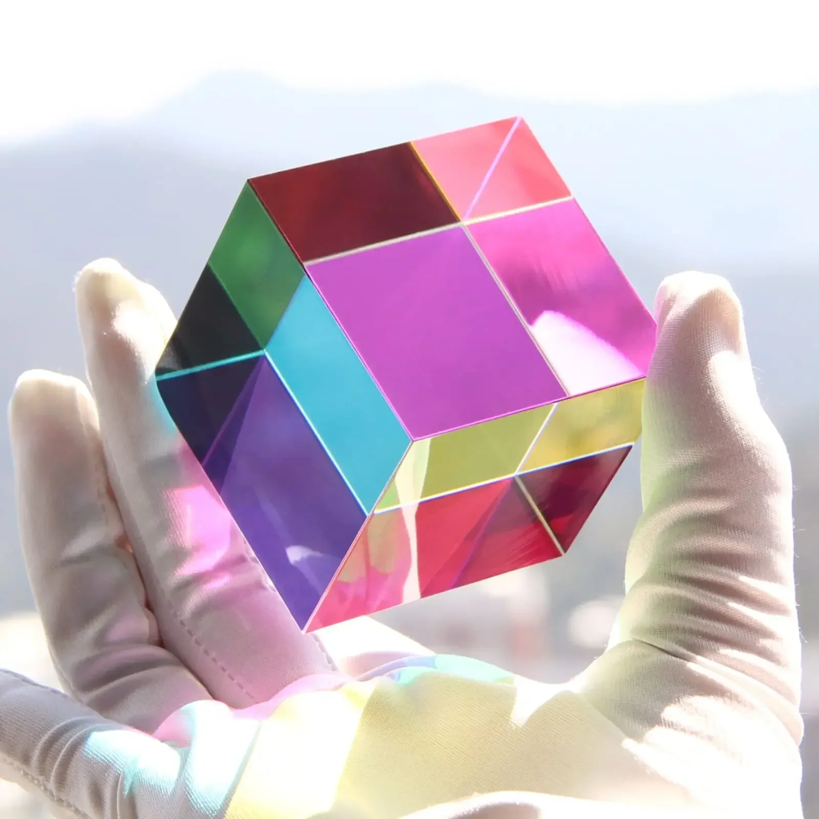 1 Uds. Cubo de prisma mágico de ciencia 20mm cubo mágico de cristal Hexahedral Cmy cubo de Color 3D prisma para fotografía