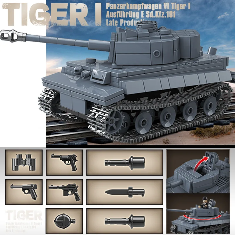 Segunda guerra mundial militar clássico modelo tigre leopardo KV-1 KV-2 IS-2 tanque pesado coleção modelo blocos de construção tijolos brinquedos para meninos presentes