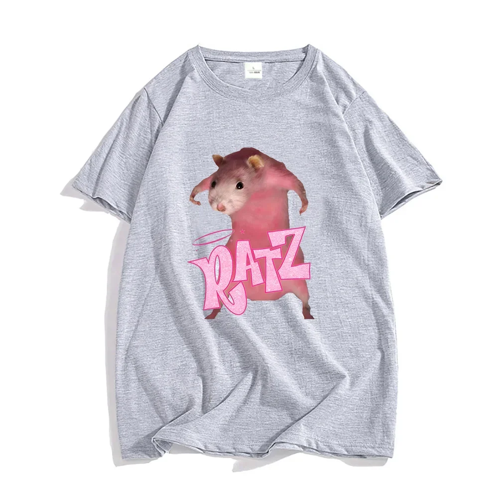 Ratz เสื้อยืดแขนลำลองขาสั้นพิมพ์ลายการ์ตูนหนูเสื้อยืดลำลองคอกลมน่ารักสำหรับผู้ชายเสื้อนุ่มๆสำหรับฤดูร้อน