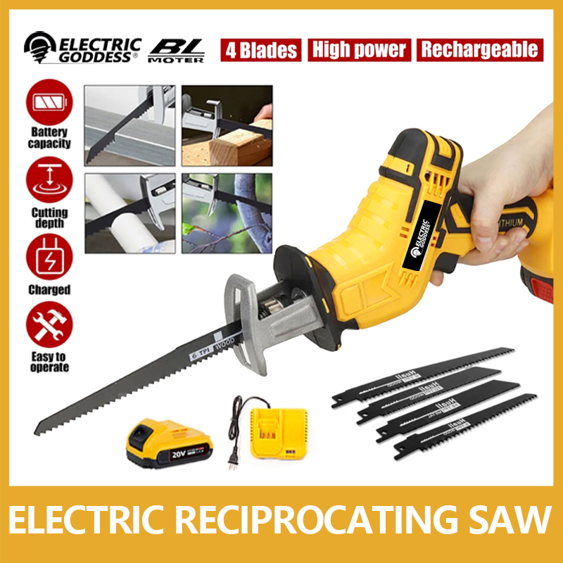 Electric Goddess Cordless Power Tools Reciprocating Saw Multi-Functional Metal Garden Tree Cutting Saw For Dewalt 20V Battery