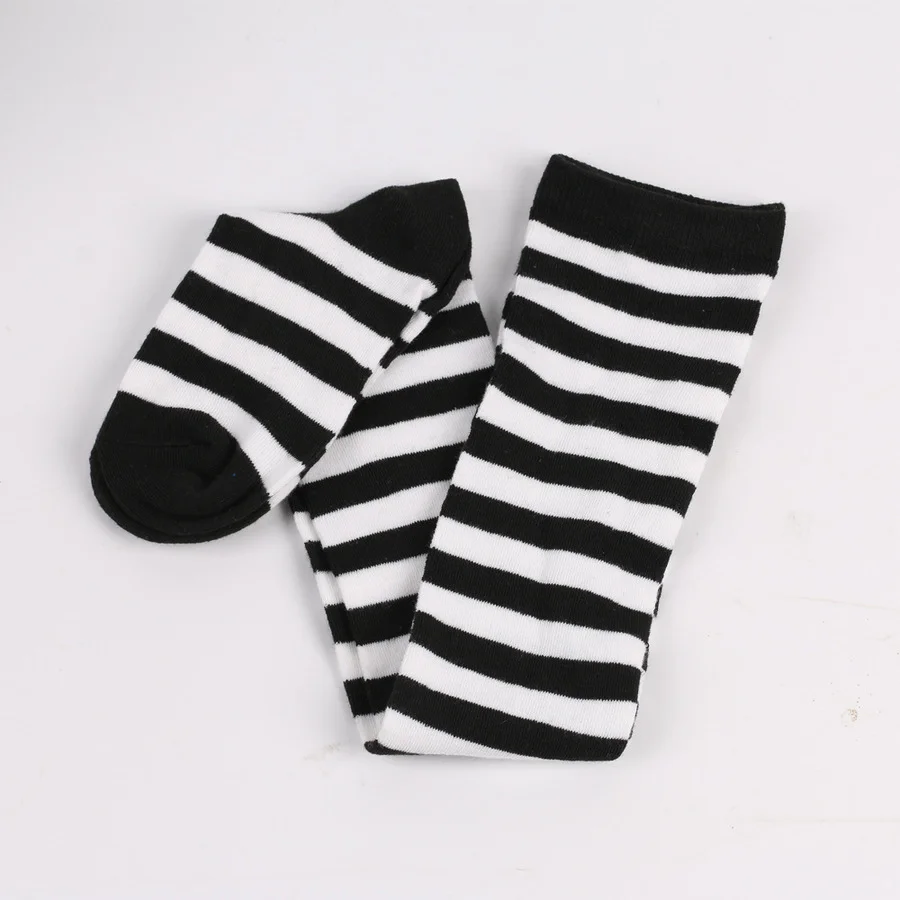 Medias altas hasta el muslo a rayas para mujer, calcetines largos por encima de la rodilla en negro, blanco y rosa, femboy Cosplay Lolita Harajuku Y2k