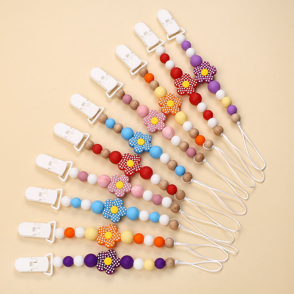 Sangle de sucette pour bébé, Clip de sucette, anneau de dentition, boucle, perles en Silicone, porte-mamelon factice, garde, pendentif, cadeau pour bébé
