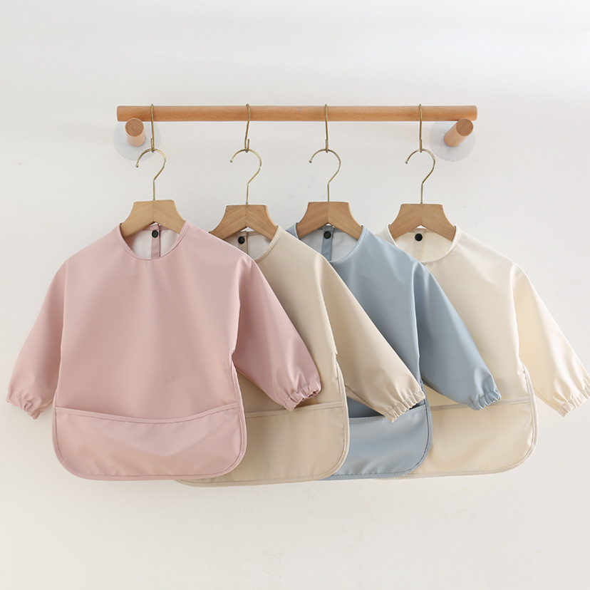 สีทึบเด็ก Bibs แขนยาวเด็กทารกเด็กหญิง Bib ผ้ากันเปื้อนทําความสะอาดง่ายเด็กกันน้ํา Art Smocks