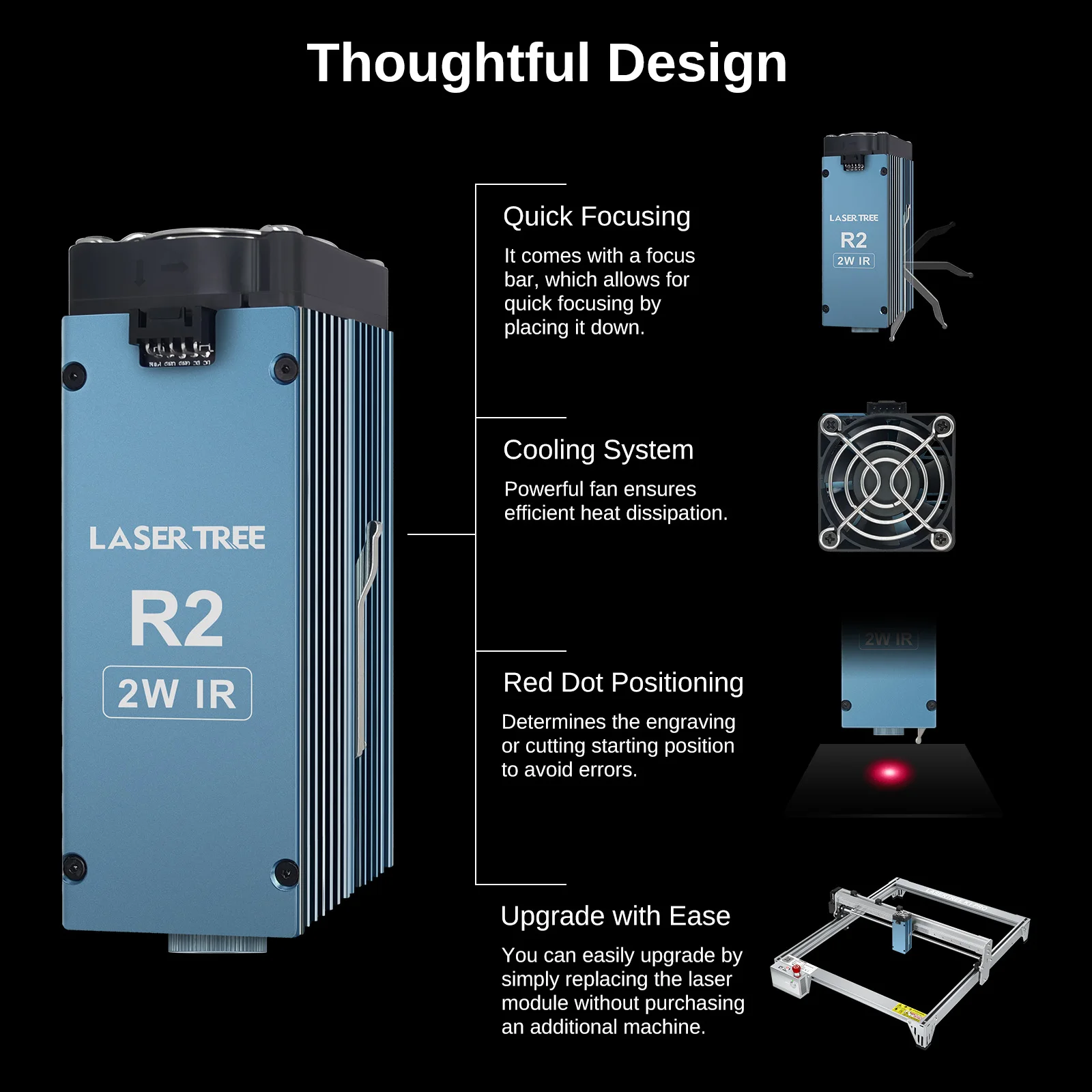 LASER TREE R2 Modulo laser a infrarossi 2W 1064nm per incidere metallo plastico