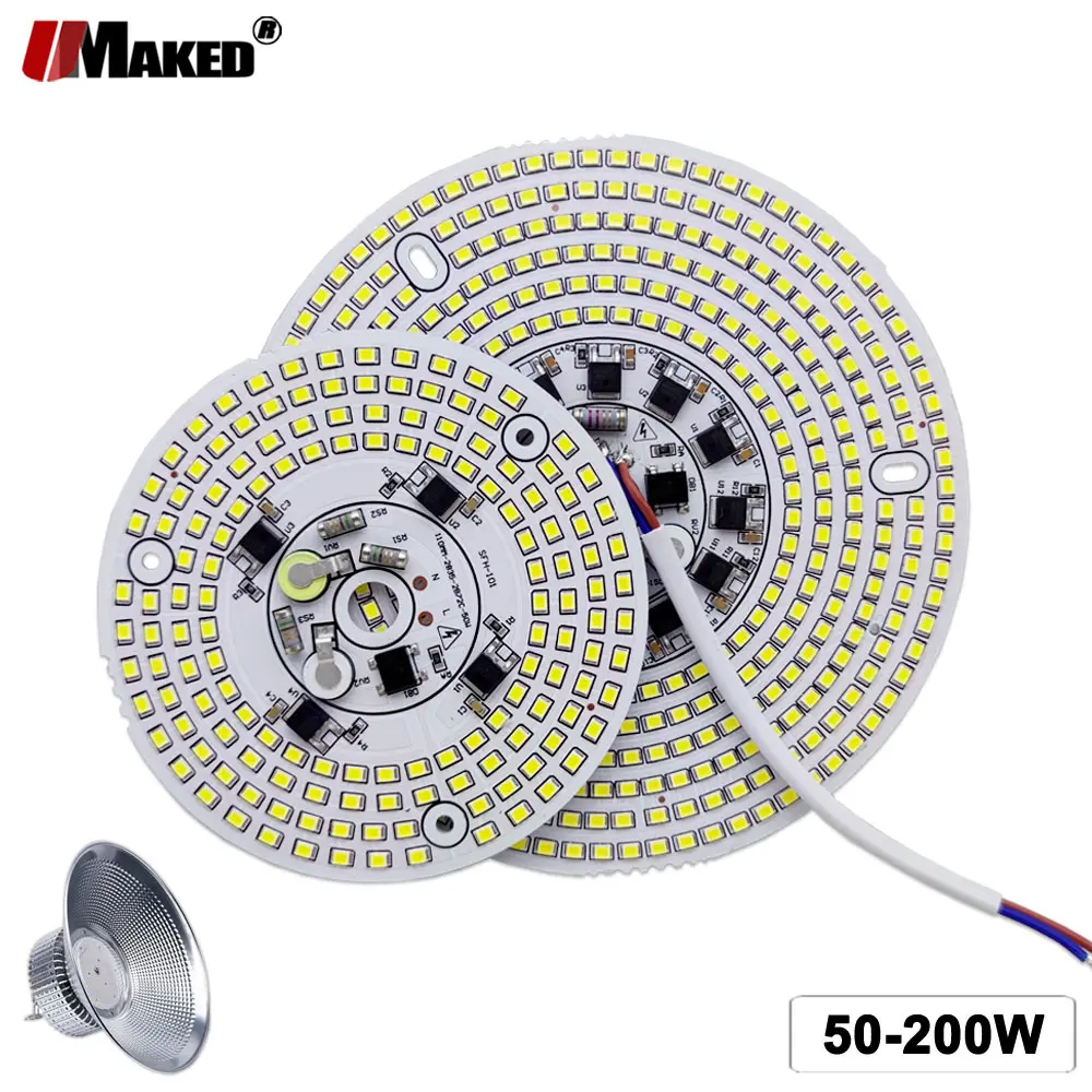 AC220V Светодиодная пластина High Bay Light Plate 50 Вт 100 Вт 150 Вт 200 Вт Полная мощность Smart IC Driver SMD2835Doide Source Panel для заводской лампы Замена