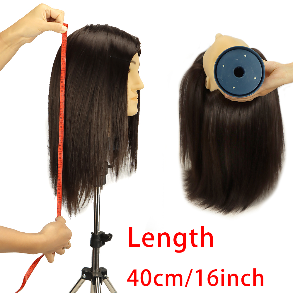 人工毛100% の男性用マネキンヘッド,理髪トレーニングヘッド,美容院,16インチ