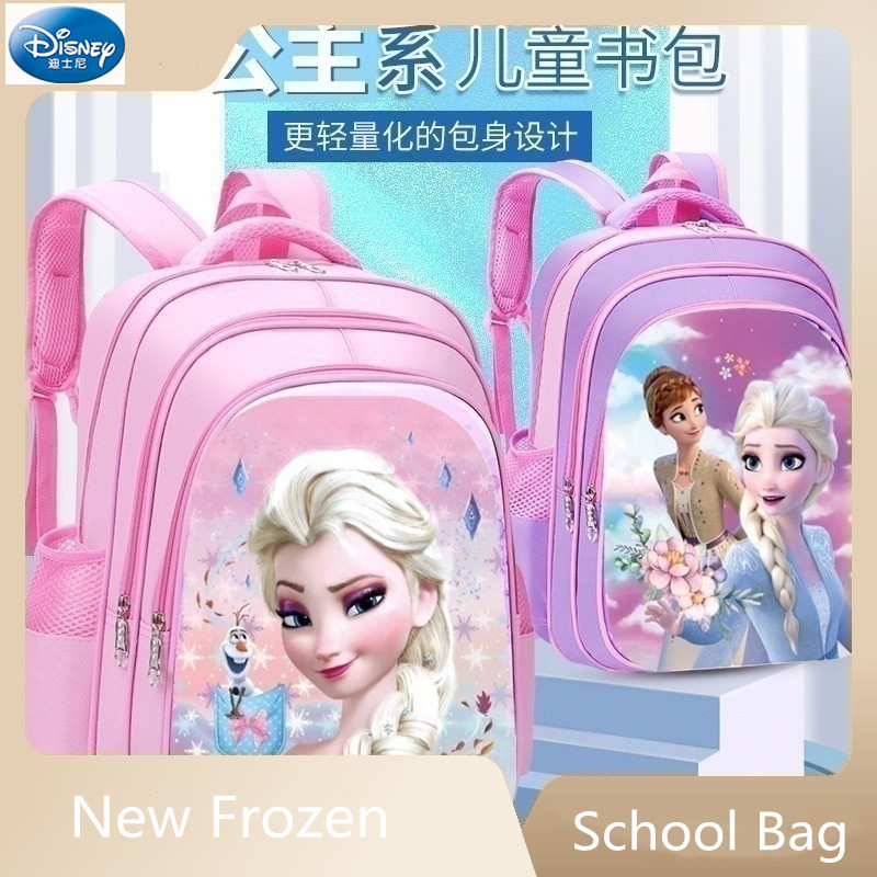 Disney New Frozen School Bags For Girls Elsa Anna Primary Student Shoulder Orthopedic Backpack Large Capacity Kids Gifts Mochila