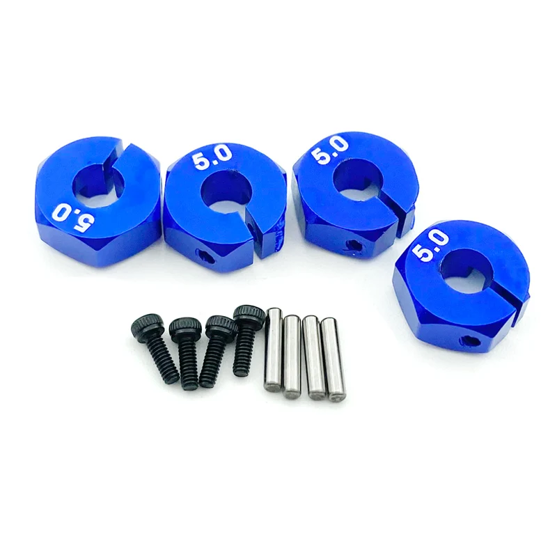 4 Uds. De aluminio de 5/6/7mm de espesor, bujes de transmisión hexagonales de 12mm con pines y tornillos para coches trepador de control remoto, camiones, HSP Tamiya SCX10 Slash
