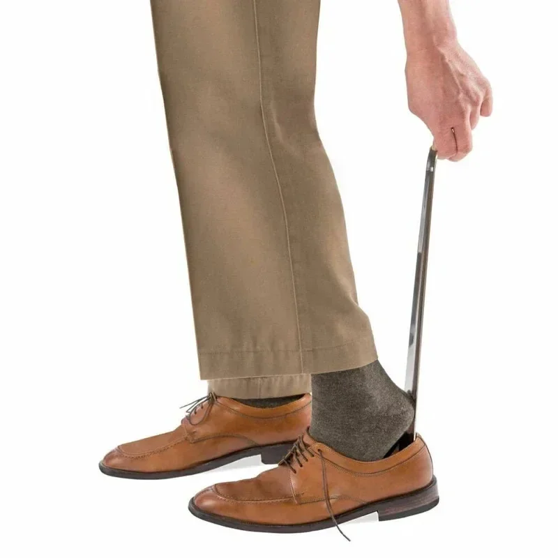 52 centimetri Extra Lungo Calzascarpe In Acciaio Inox Argento Metallo Scarpe di Rimozione Calzascarpe Sollevatore Aiuto Antiscivolo Scarpa Tirare Strumento Calzascarpe