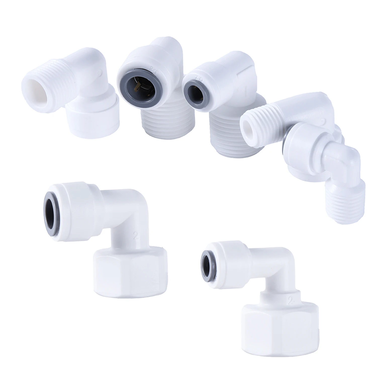 10 Uds codo RO accesorio de agua 90 grados rosca macho hembra 1/4 3/8 POM manguera acuario filtro de ajuste rápido piezas de ósmosis inversa