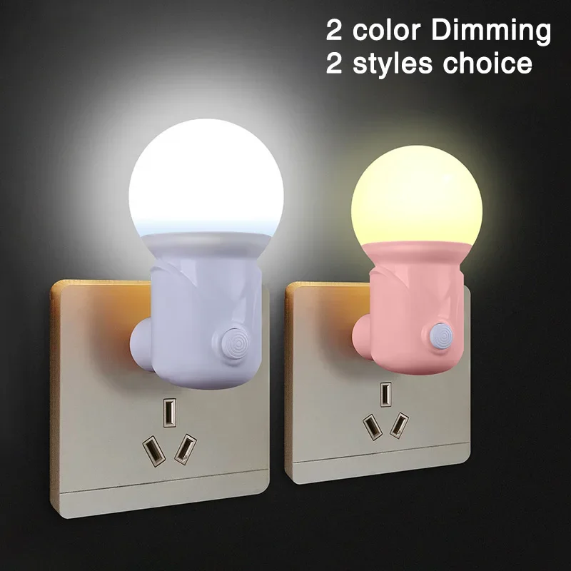LED-nachtlampje Draagbare plug-in 2-kleuren Babyverpleging Oog Slaaplicht Slaapkamer Gang Socket Lights Energiebesparend nachtlampje