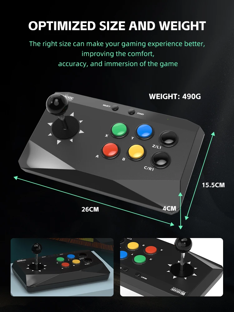 Controlador inalámbrico de teclado Arcade de juegos Data Frog para consolas de videojuegos Retro Street Fighter Compatible con PC/Android/IOS