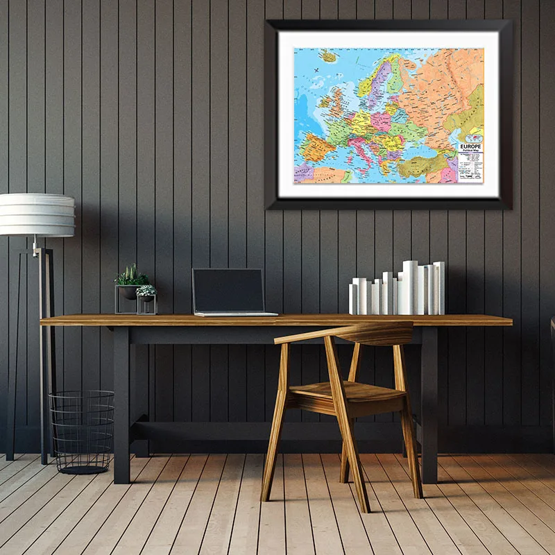 150x100cm/A1/A2 세부 정보가있는 영어로 된 유럽지도 벽 아트 포스터 그림 여행 학교 용품 교실 홈 인테리어
