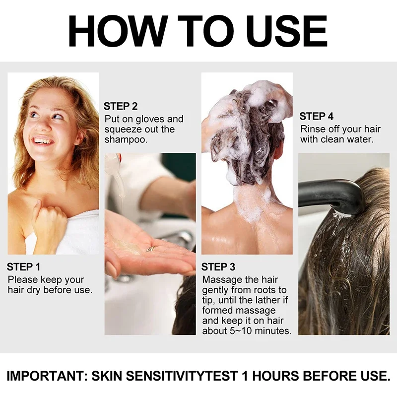 500ml shampoo de tintura de cabelo 3 em 1 tratamento natural de coloração instantânea para shampoo de cabelo grande capacidade sem danos ao cabelo shampoo