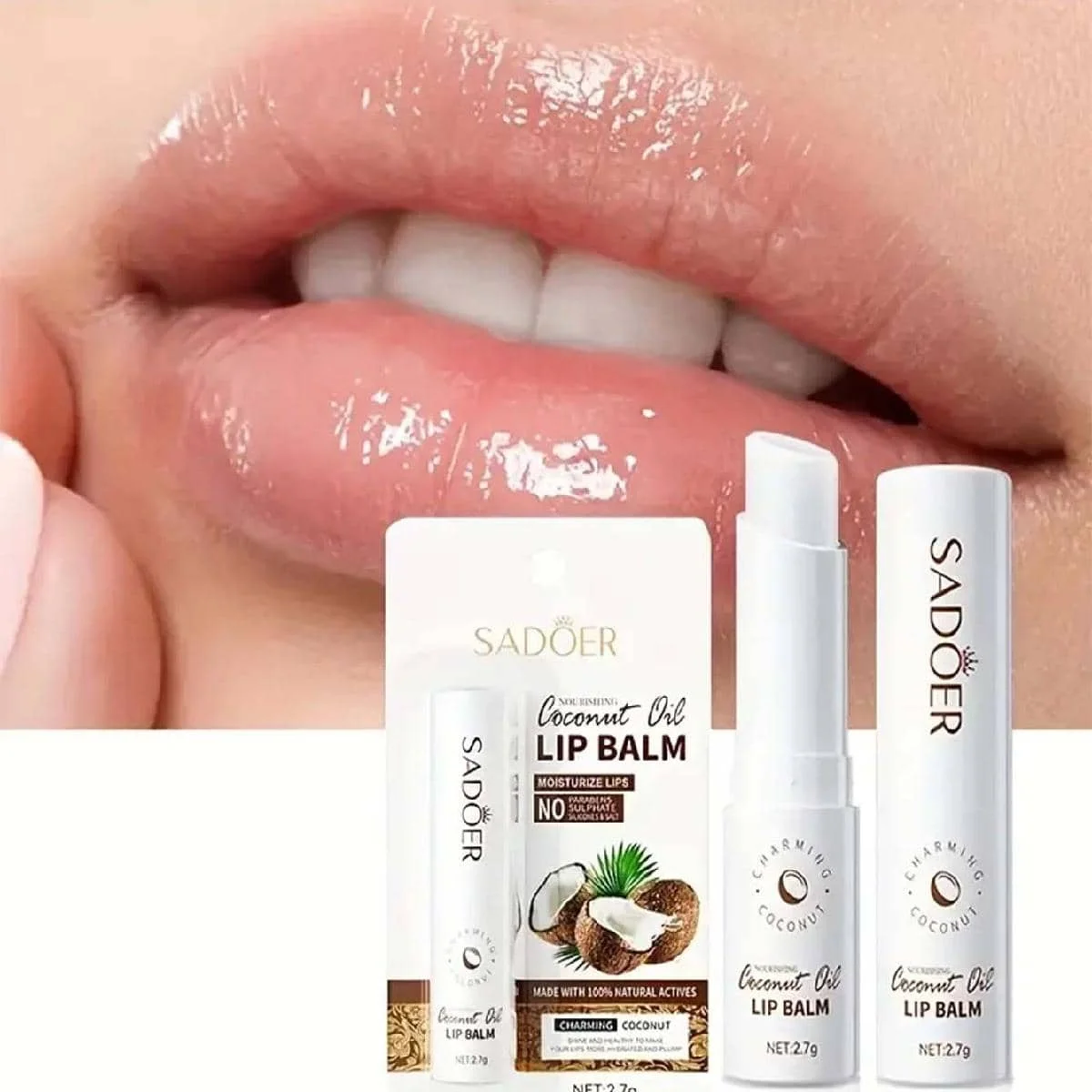 코코넛 립 밤, 보습, 안티 드라이, 갈라진 립 케어, 립 글로스, 2.7g, 1 PC