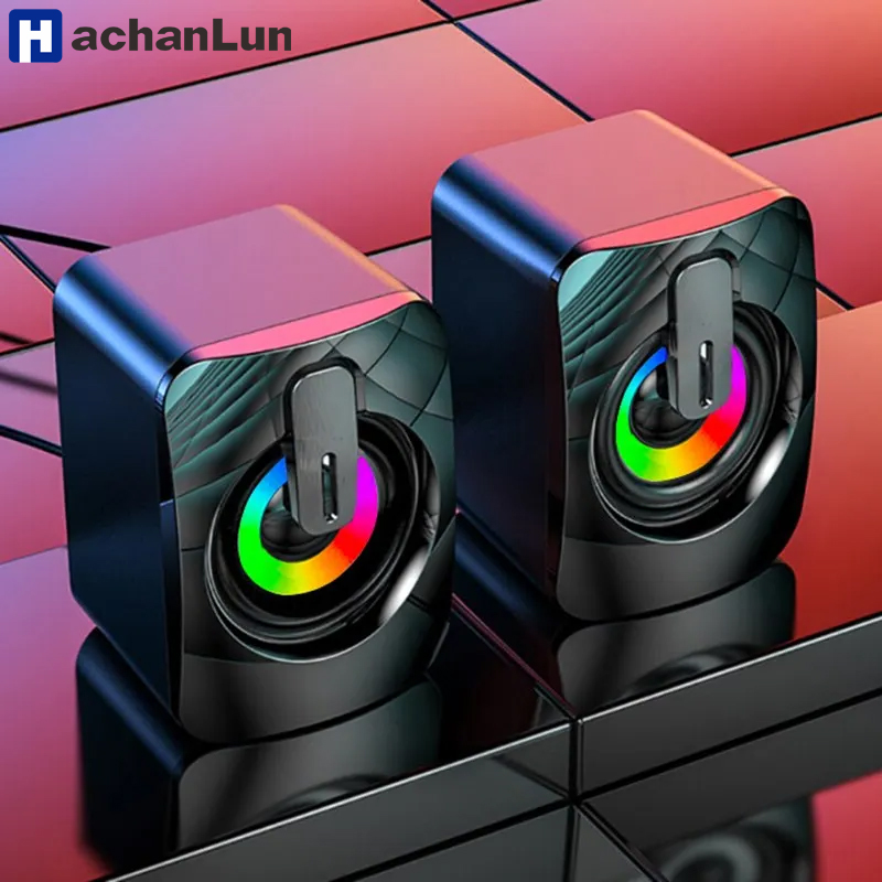 Computerluidsprekers PC-klankkast HIFI-microfoon Stereo USB Bedraad Caixa De Som met LED-licht voor desktopcomputer