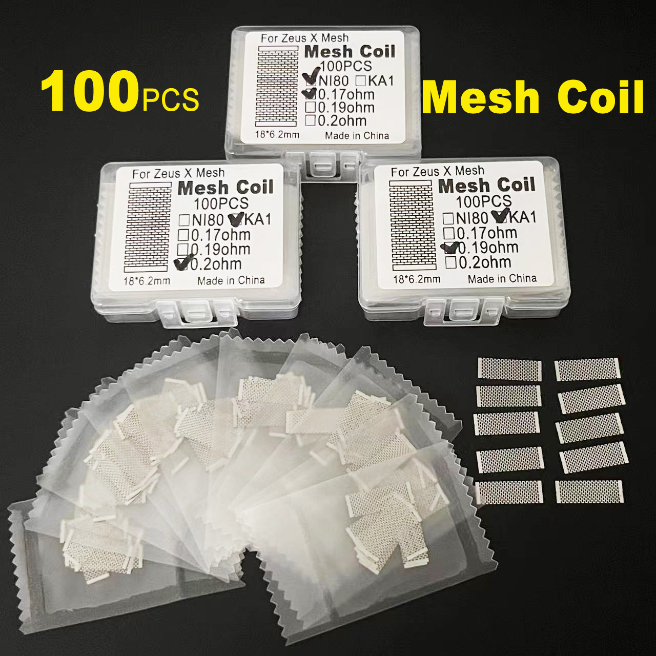 0,18 Stück 3 Arten Mesh-Plattform DIY Mesh-Spule 0,19 0,2 1,5 Ohm passend für Zx Zeus x Mesh/Kylin M/M Pro/Profil/Einheit V2.0 Ni80/A1 II
