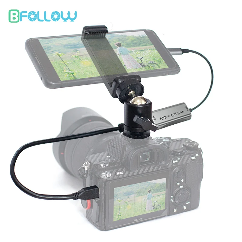 BFOLLOW tableta de teléfono Android como adaptador de videocámara de Monitor de cámara para Vlog Youtuber cineasta DSLR tarjeta de captura de vídeo