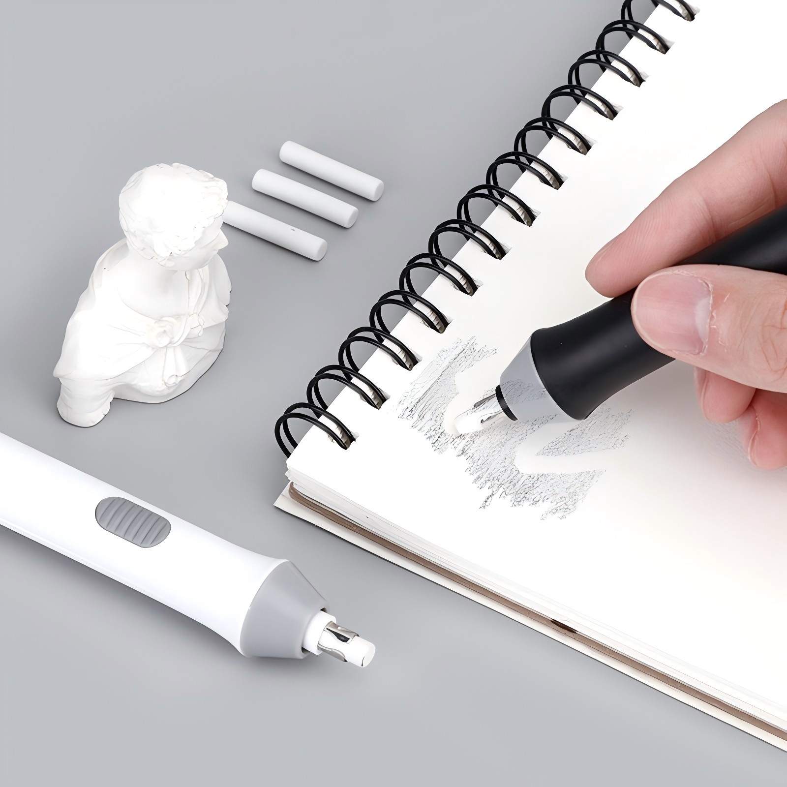 Tenwin Adjustable Electric Rubber Eraser With Rubber Refills Battery Power For Sketch Drawing Erasing School Stationery Supplies