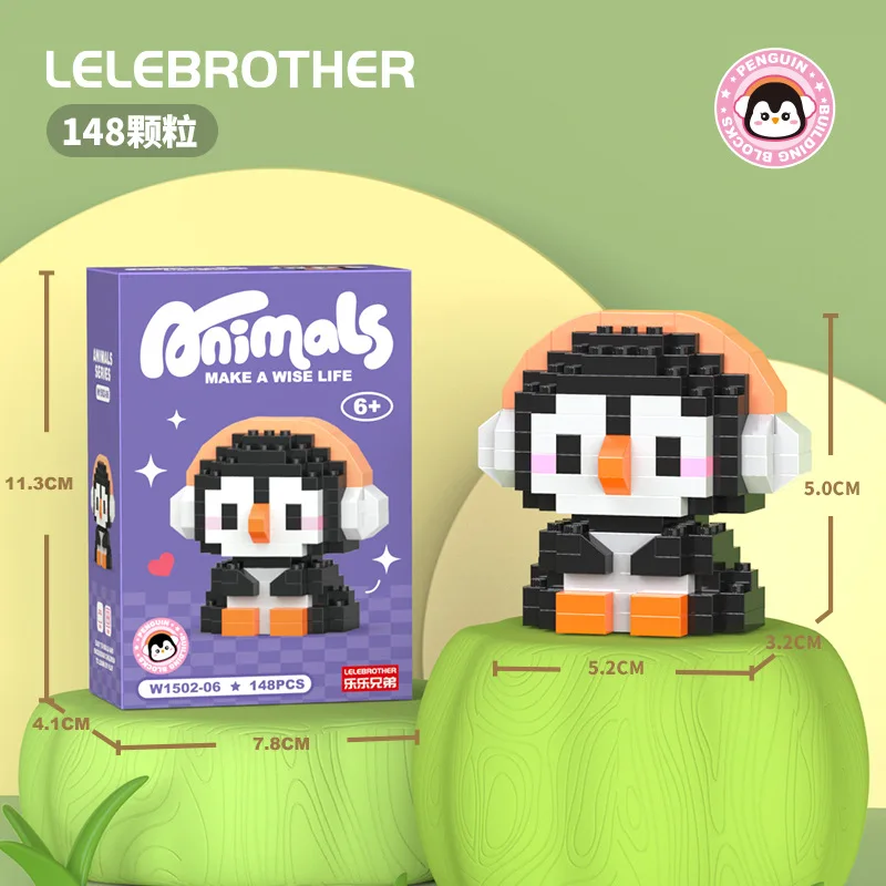 Pinguim mini bloco animal rena micro bloco de construção para adultos modelo 3d tijolos educativos para crianças meninos 6 anos presente