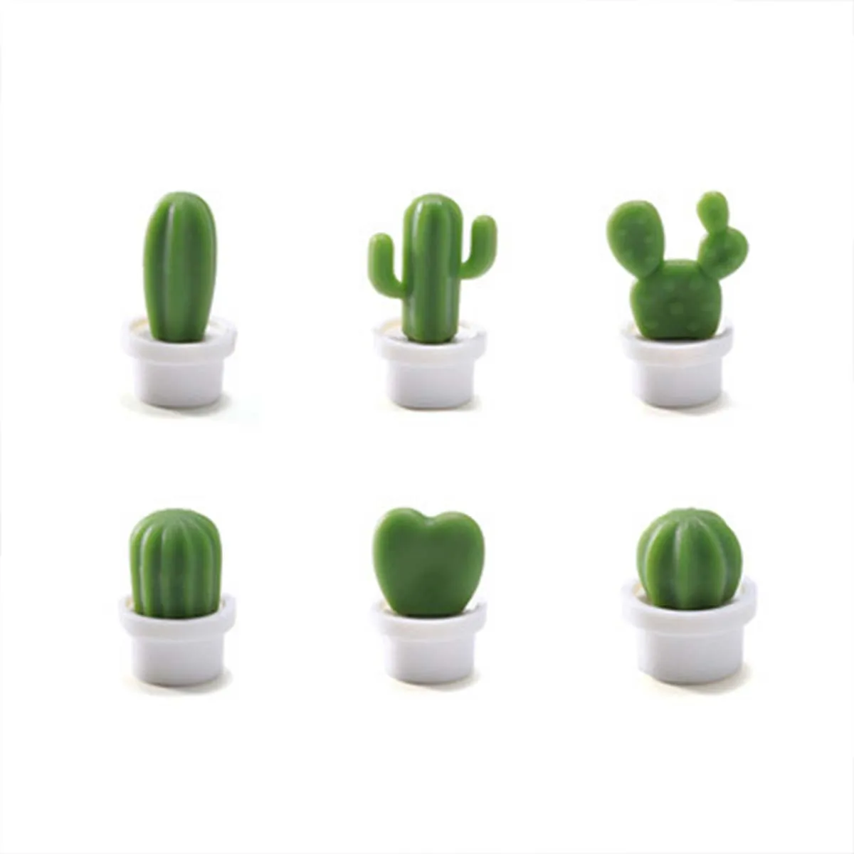 6pcs Cactus Magnetic Message Refrigerator Magnet Green Plant Potted Cactus Ball Three-dimensional Refrigerator Magnet