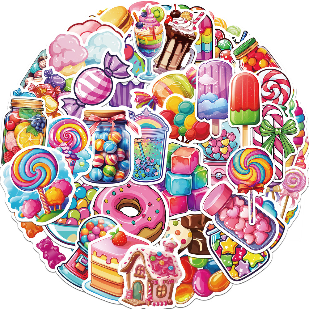 10/30/50 pçs bonito arco-íris doces adesivos estéticos coloridos decoração decalques diy scrapbooking papelaria material escolar para criança