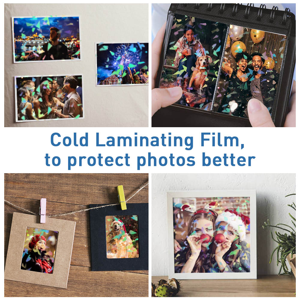 Film de stratification holographique à froid, étoiles scintillantes, estampage à chaud sur photo, film de stratification pour protéger les photos, spécimen exécutif, 10 feuilles