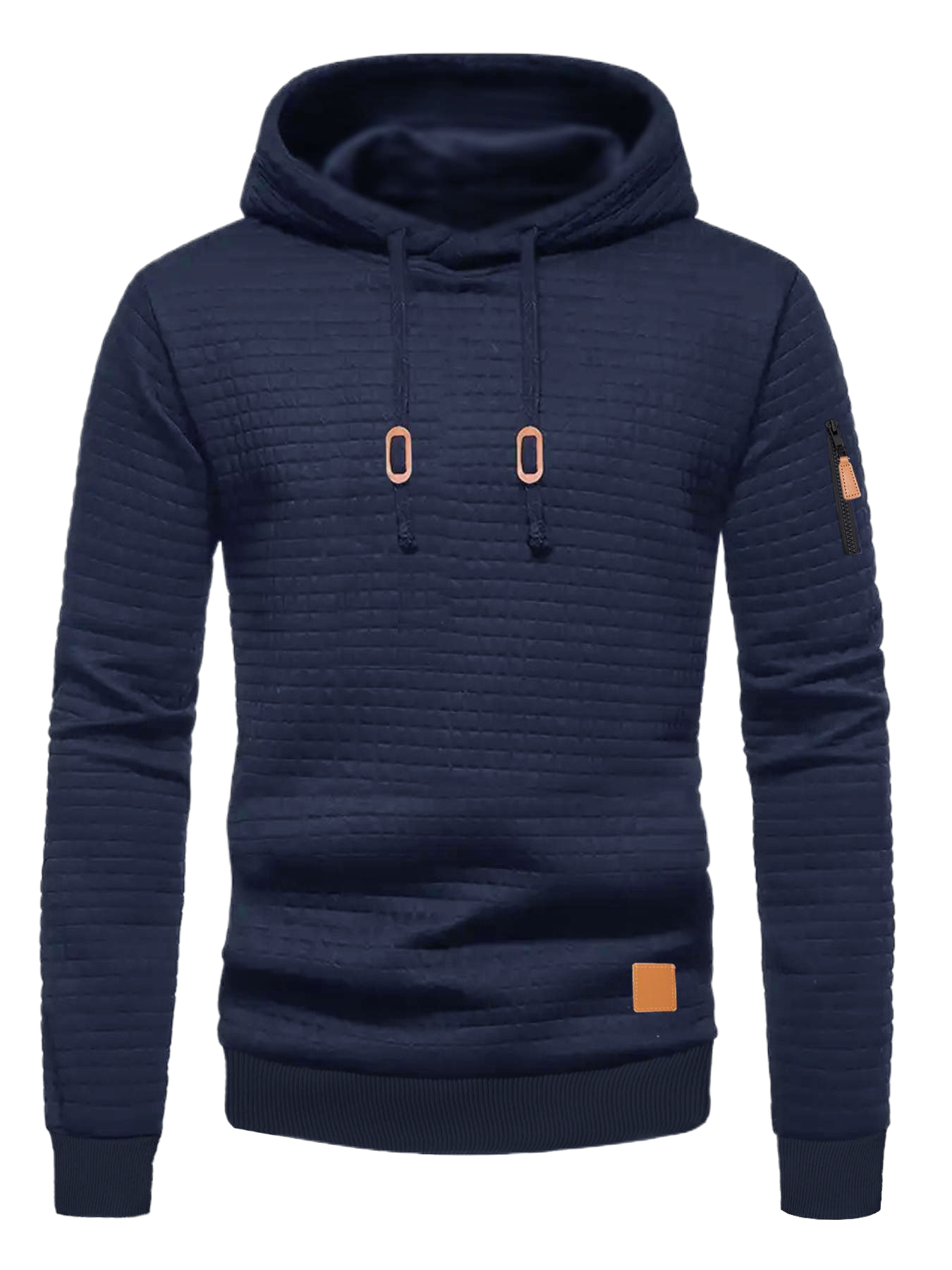 Moletom com capuz masculino padrão waffle outono/inverno casual sólido pulôver quente moletom solto esportes ao ar livre com capuz tops roupas masculinas
