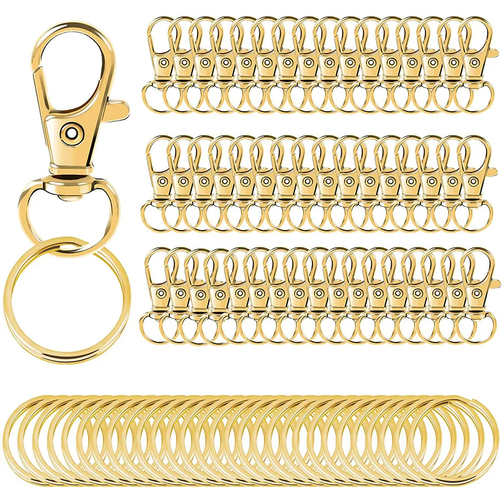 20개/팩 회전형 로브스터 클립 키링 포함 10개 키체인 10개 키링 장식 DIY 주얼리 액세서리 제작 ﻿
