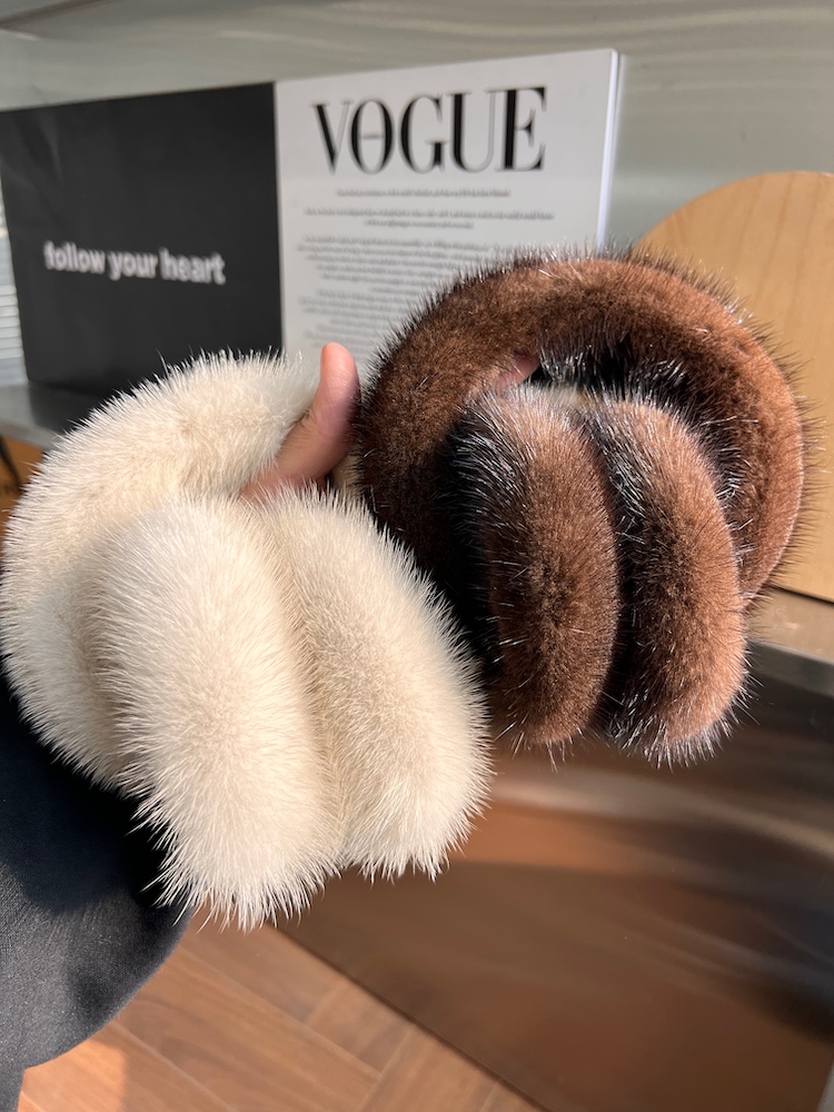 Hiver luxe femmes chaud 100% réel naturel vison fourrure cache-oreilles en plein air mode vison fourrure cache-oreilles fille hiver Protection des oreilles